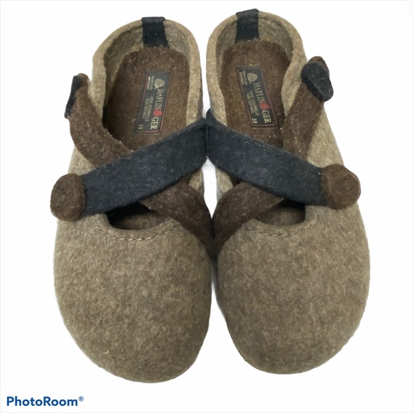 Haflinger Shoes - Haflinger Strappy Boiled Wool Clogs Mules 8.5/39